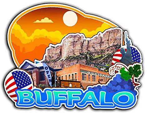 Magnete da frigorifero Buffalo USA in legno 3D monumenti da viaggio da collezione souvenir decorazione fatta a mano -1977