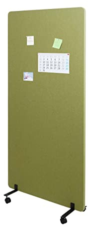 Mendler Akustik-Trennwand HWC-G77 Stoff/Textil - 167x80cm grün | Büro-Sichtschutz, Raumteiler, Pinnwand, doppelwandig rollbar