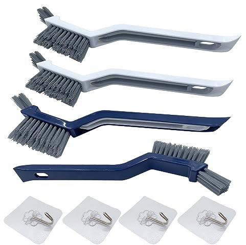 WYAN Bodennahtbürste-4 Stück Multifunktionale Bodennaht Bürste,Clip-Haarfenster-Reinigungsbürste,2 in 1 Bodennahtbürste,für Wandfliesen,Fensterrahmen(2Blau+2Weiß)