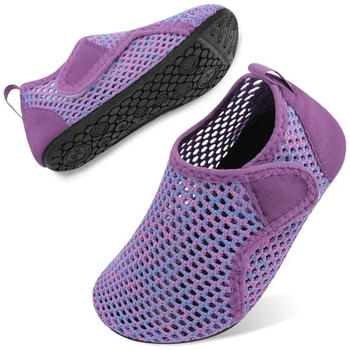 Besroad Toddler Water Shoes Kids Quick Dry Water Swim Socks Boys Girls Non Slip Sandals for Beach Swim Pool Purple 9.5-10Toddler
