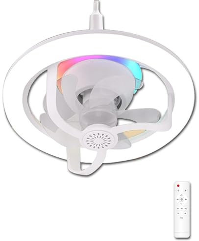Ventiladores Techo Giratorios con Luces, Luz de Ventilador con Enchufe RGB Regulable de 28 cm/11 Pulgadas con Control Remoto, Luz de Ventilador de 3 Velocidades con Rotación de 360​​° para Dormitorio