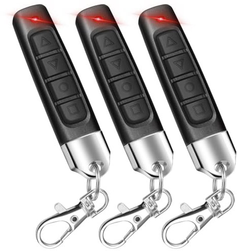 3Pcs Garage Door Opener Remote 433MHz, Gate Remote Control Universal with 4 Buttons, Wireless Garage Door Opener Remote, Duplicator for Car Garage Door Gate with Keychain