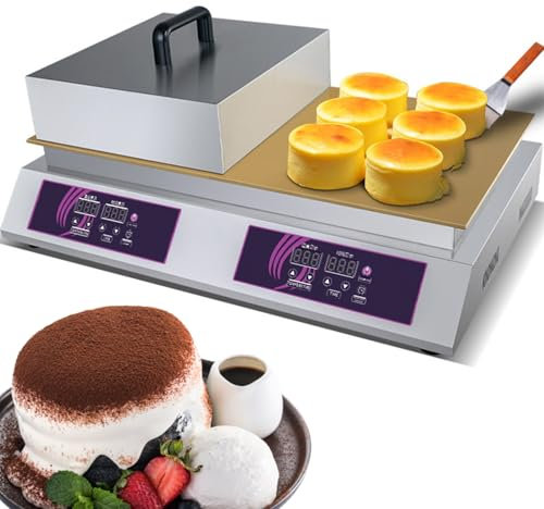 Macchina per Fare Soufflé Elettrica Dorayaki Baker Pancake Maker Macchina per Fare Muffin Acciaio Inossidabile con Piastra in Rame Puro 0-260 ℃ Piastra Elettrica Commerciale,Doublehead