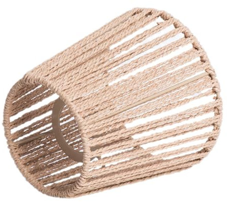 Yardenfun Lampenschirm Boho Lampenschirm Aus Hanfseil Lampenschutz Aus Rattan Handgewebter Mini- Deckenleuchten Kronleuchter Kleiner Rustikaler