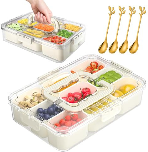 Caja de Aperitivos Versátil - Cuencos para Aperitivos con Compartimentos y Sin BPA - Contenedor de Snacks Práctico y Duradero