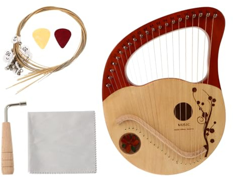 JOINPAYA 21-saitige Tragbare Saitenleier aus Fichte mit Austauschbaren Saiten und Stabilem Klang für Kinder als Praktisches Musikinstrument Satz