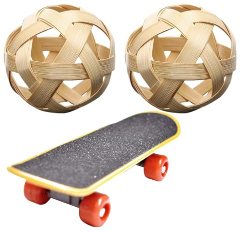 Set di palline per e skateboard da allenamento, palla per l'alimentazione delle tartarughe, palla per l'alimentazione di frutta e verdura con skateboard, 2 palline per dolcetti, palline per