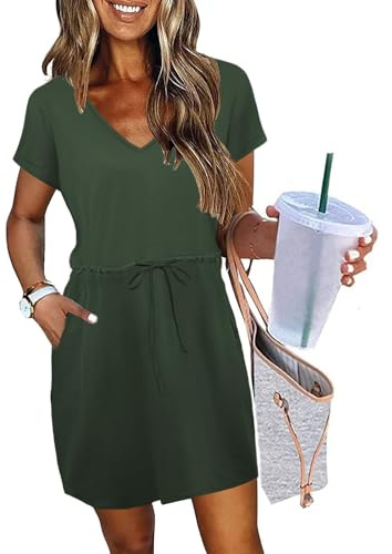 Grace's Secret Dresses for Women Summer Beach Vacation Clothes Spring Fashion Clothing 2026 Casual Athletic Golf Tennis Green St Patricks Day Shirt Dress Workout Gym Outfits S