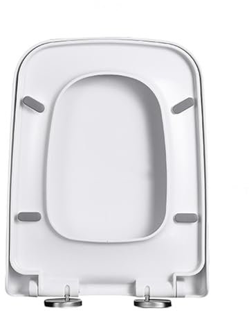 SdaryWare Sedile WC Quadrato, Sedile WC Bianco con Chiusura Ammortizzata, Coperchio WC a sgancio rapido, Fissaggio Superiore con Cerniere Regolabili, Quadrato, 04A(04A)