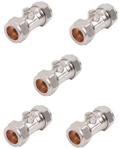 TC Isolation Valve Chrome Isolating Valve 15mm Compression WRAS Approved Pack of 5