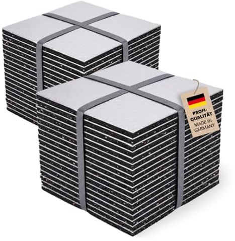 50x Alfa Terrassen-Pads ALU 200 x 200 x 6 mm – alukaschierte Auflagepads | Profi-Qualität - Patentierte Alu-Folienkaschierung - Elastische Schutzlage - Diffusionsoffen - Rutschfest und unverrottbar