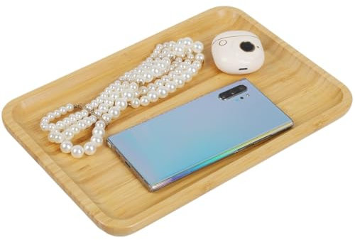 Bambus-Kosmetiktablett, solides Badezimmer-Theken-Tablett für die Organisation von Dekor, WC-Tank-Top-Servierpalette, vielseitiges Tablett für Zuhause und Küche