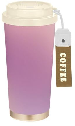 Amooorous Vaso de viaje decorativo para café con tapas para llevar, de acero inoxidable, aislado, para bebidas frías y calientes, con fugas de 17 onzas
