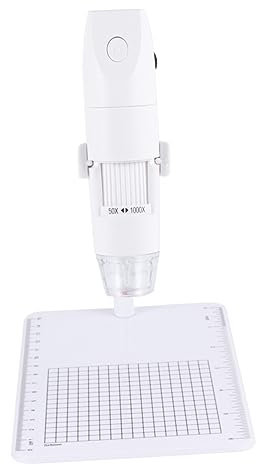 Tofficu 1000zeiten Fach USB Mikroskop Mit WiFi Funktion Tragbares Digitales Elektronikmikroskop Für Handy Geeignet Für Biologie Schmuckprüfung Textil Hautinspektion Weiß