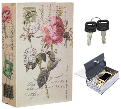Wxeadu Coffre-fort Livre, Livre Coffre Fort avec Clé, Coffre-forts en Forme de Livres, Coffres Forts pour Livres, Cachette Secrète Boîte pour Argent, Clés, Bijoux, Objets de Valeur