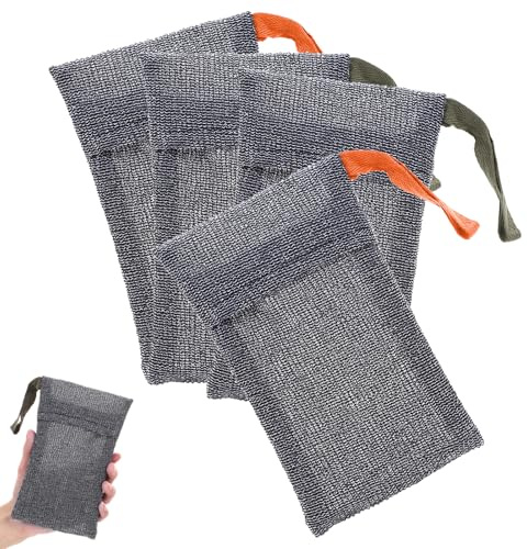 Lot de 4 sachets à savon solide et shampooing, économiseur de savon double couche avec éponge exfoliante – Protection en éponge pour douche, bain et gommage corporel