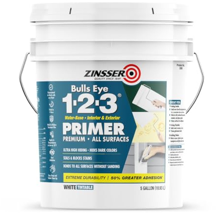 Zinsser 2000 Bulls Eye 1-2-3 Water-Base Primer, 5 Gallon, White