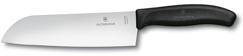 Victorinox Swiss Classic, cuchillo Santoku profesional, hoja extra afilada, afilado recto, 17 cm, mango de plástico, acero inoxidable, negro