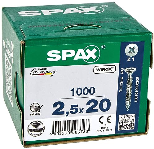 Spax A2J - 1081010350123 4CUT Vis universelle cruciforme à tête fraisée Filetage galvanisé total, 1081010250205