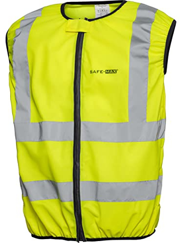 safe-max Warnweste 2.0 für Motorradfahrer – Neon Gelb – 100% Polyester