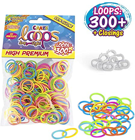 CRAZE LOOPS Knüpfringe - Loom 100% Silikon 300 Stück Soft Ice / Pink weiss Mega US Trend 50850