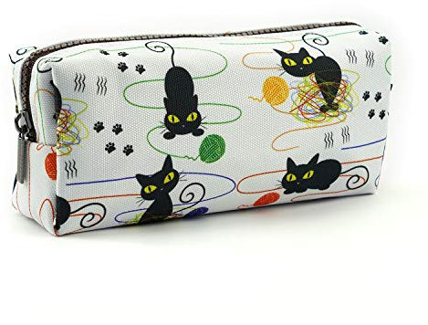 Federmäppchen, Kosmetiktasche, Motiv: Katzen und Wollknäuel, ideal als Geschenk für jeden Katzenliebhaber