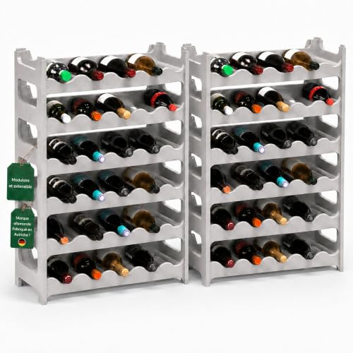 ARTECSIS® Weinregal stapelbar & modular erweiterbar Kunststoff für 72 Weinflaschen (granitgrau) - Stabiles Flaschenregal & Getränkeregal Gastronomie-Qualität - Flaschen Weinständer, Weinflaschenhalter