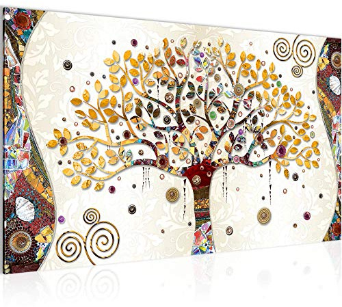 Runa Art Bild Gustav Klimt - Baum des Lebens Modern Wandbilder Wohnzimmer 1 Teilig - Made in Germany - Abstrakt Baum Bunt Flur 004614a