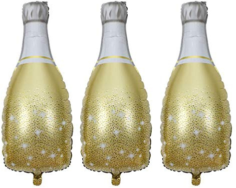 HORUIUS Champagne Bottle Mylar Foil Balloons Birthday Engagement Bachelorette Party Bridal Shower Wedding Celebration Anniversary Decorations 3PCS
