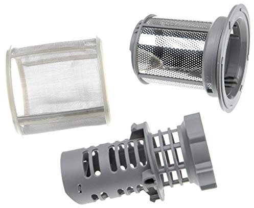 vhbw Feinsieb- / Schmutzsieb-Set (3-teilig) kompatibel mit IKEA Geschirrspüler - Spülmaschinensieb, 9cm Silber Grau