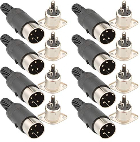 RUNCCI-YUN 16pcs DIN Stecker Buchse, Löten Verbinder, 4-Polig, für Panel Mount Audio AV Kabelanschluss Lautsprecher (Schwarz)