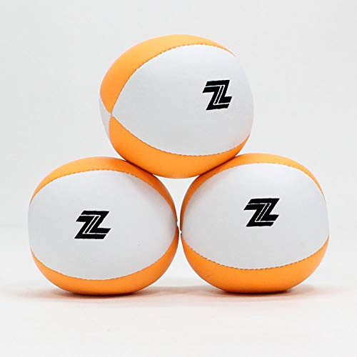 Zeekio Nova Juggling Ball Set - Stretch Bean Bag 4 Panel 120g Ball - Set of 3 Balls (Orange/White)