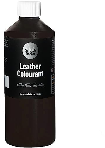 Scratch Doctor Lederfarbe, schnelle und einfache Lederreparaturfarbe, geeignet für Sofas, Möbel, Autositze, Schuhe, Taschen und mehr, in 29 Farben erhältlich (Dunkelbraun, 500 ml)