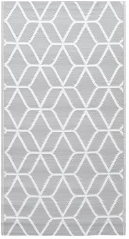 vidaXL Outdoor Teppich Zweischichtiger Jacquard Terrassenteppich Küchenteppich Außenteppich Indoor Terrasse Balkon Flur Küche Bad Grau 120x180cm PP