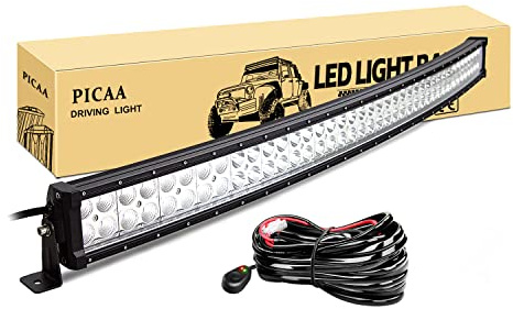 PICAA LED Lichtleiste Gewölbt 42 Zoll 104CM 240W Arbeitsscheinwerfer 12V Mit Kabelbaum Zusatzscheinwerfer Bar Arbeit Licht für SUV Offroad ATV UTV Traktor 4x4 Auto
