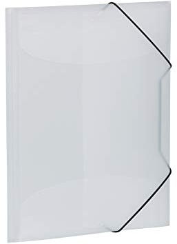 HERMA 19512 Portfolio Folders A3 Translucent White, Pack of 3, Children's Plastic Corner Folder with Inner Flaps and Elastic Band, Sturdy Plastic Folders Set for Boys and Girls