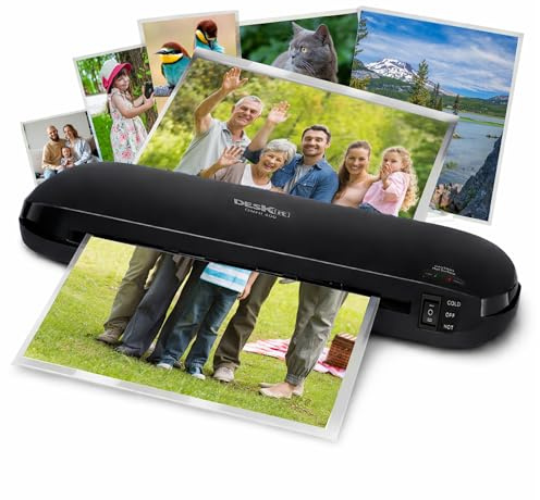 Deskit Laminator Compact A3 Thermal Laminator Machine - Quick Warm Up with Jam Release Button for Home and Office - (A3 & A4 Slimline 4-in-1 Set)