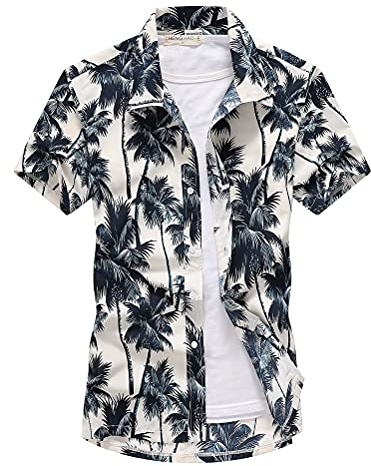 Onsoyours Chemise à Manches Courtes Rayures Colorées pour Hommes Ete Slim Fit Grande Taille Hawaïenne Carreaux Imprimé Plage DéContracté Poche-Avant Tops Blouse