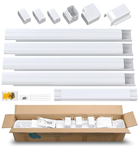 Flehomo Juego de cubierta de línea de aire acondicionado mini split, tubo decorativo de 4 pulgadas y 16.5 pies para sistema de bombas de calor y aire acondicionado central