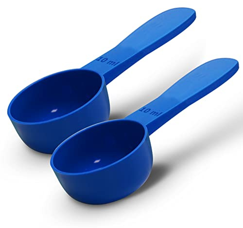 REGEN Lot de 2 cuillères doseuses réutilisables en plastique à manche court 10 ml Idéal pour les liquides, les poudres, les granulés, la maison, la cuisine, la restauration, les soins de santé, le