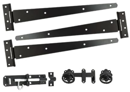 Haven Heritage Gate Hinge Kit Fitting Set Hinges Brenton Bolt Ring Latch Wooden Gate Black (24.)