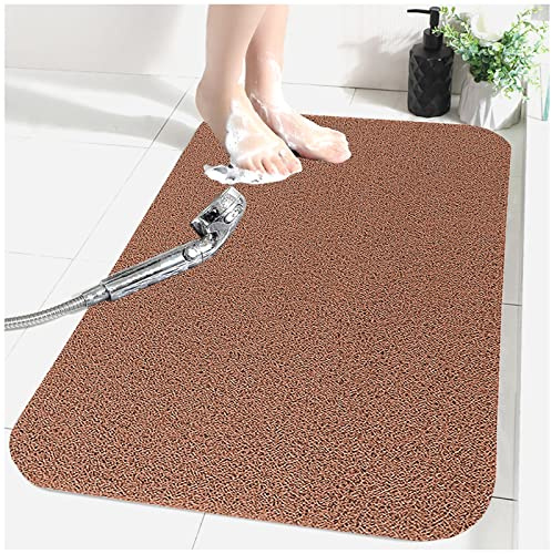 Penubuy rutschfeste Duschmatte 80x40, PVC-Luffa Antirutschmatte Dusche mit Poröser Struktur, Schnell Trocknend und Leicht zu Reinigen（braun）