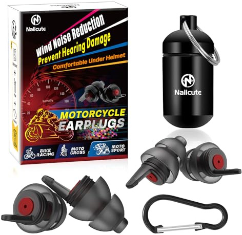 Naiicute Motorcycle Earplugs Wind Noise Reduction, 2 Sizes, Comfy Reusable | Motorbike Ear Plugs Hearing Protection, Motorcycles, Motorsports, Touring, Commuting Racing, Biker Gift, 25dB Noise Canceling