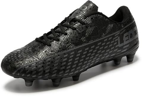 LEOCI Chaussures de football pour homme et femme, Noir/gris, 8.5 Women/7.5 Men