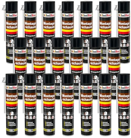 Isolbau Bauschaum B2 Montageschaum mit Aussprührohr - PU-Pistolenschaum Adapterschaum für Montage, Isolierung, Abdichtung, Innen & Außen - 20 x 750 ml