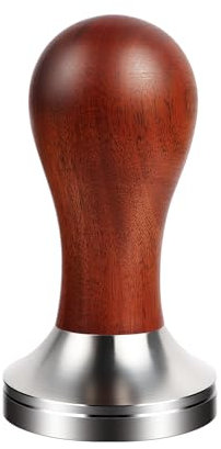 Biolomix Coffee Tamper Espresso Press 304 Stainless Steel Flat Base Wooden Handle for Coffee Grounds Barista Espresso Machines Accessory (Red Acid Branch)