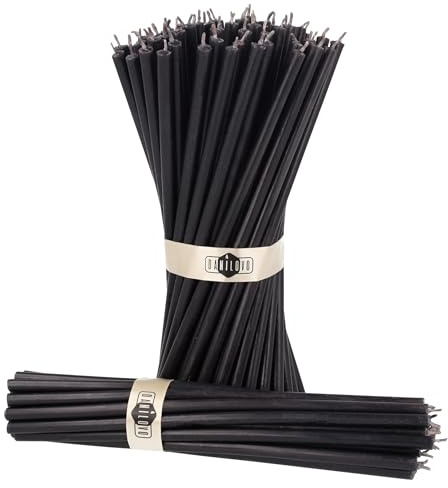 Danilovo Thin Taper Beeswax Candles - Honey-Scented, Decorative Candles Ideal for Birthday Decoration or Church Prayers - Black Drip Free, Tall & Smokeless Pack of 50 pcs, 7.3 x 0.24 inch