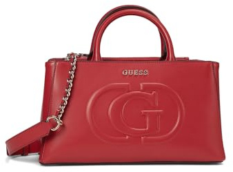 GUESS Damen Eco Mietta Small Society Umhängetasche Satchels, Rot/Ausflug, einfarbig (Getaway Solids)