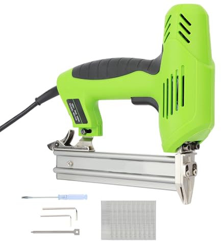 Green Heavy Duty Electric Staple Gun, 1800W, 100-Nail, 10-30mm, Pneumatic Air Nail, Quick-Jam Release, for Wood & Crafts