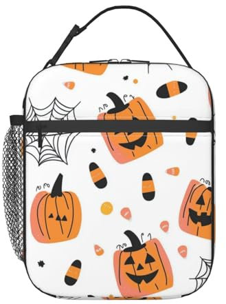 ZSUUGJ Bolsa de almuerzo de Halloween, lonchera para mujeres y hombres, bolsa de almuerzo reutilizable, aislada, contenedor de almuerzo para el trabajo, oficina, picnic, viajes, copa de vino